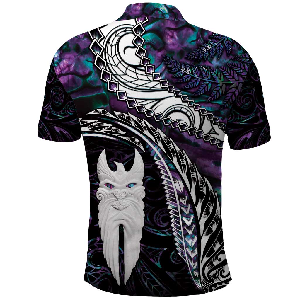 New Zealand Aotearoa Polo Shirt Maori Hei Rehua Paua Shell Glitter Purple LT05 - Polynesian Pride