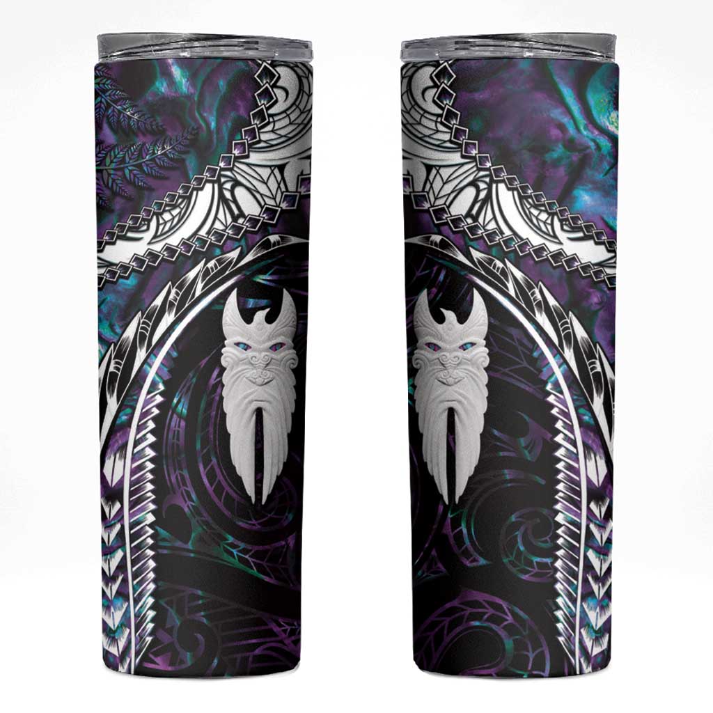 New Zealand Aotearoa Skinny Tumbler Maori Hei Rehua Paua Shell Glitter Purple LT05 Purple - Polynesian Pride