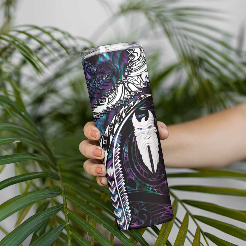 New Zealand Aotearoa Skinny Tumbler Maori Hei Rehua Paua Shell Glitter Purple LT05 - Polynesian Pride