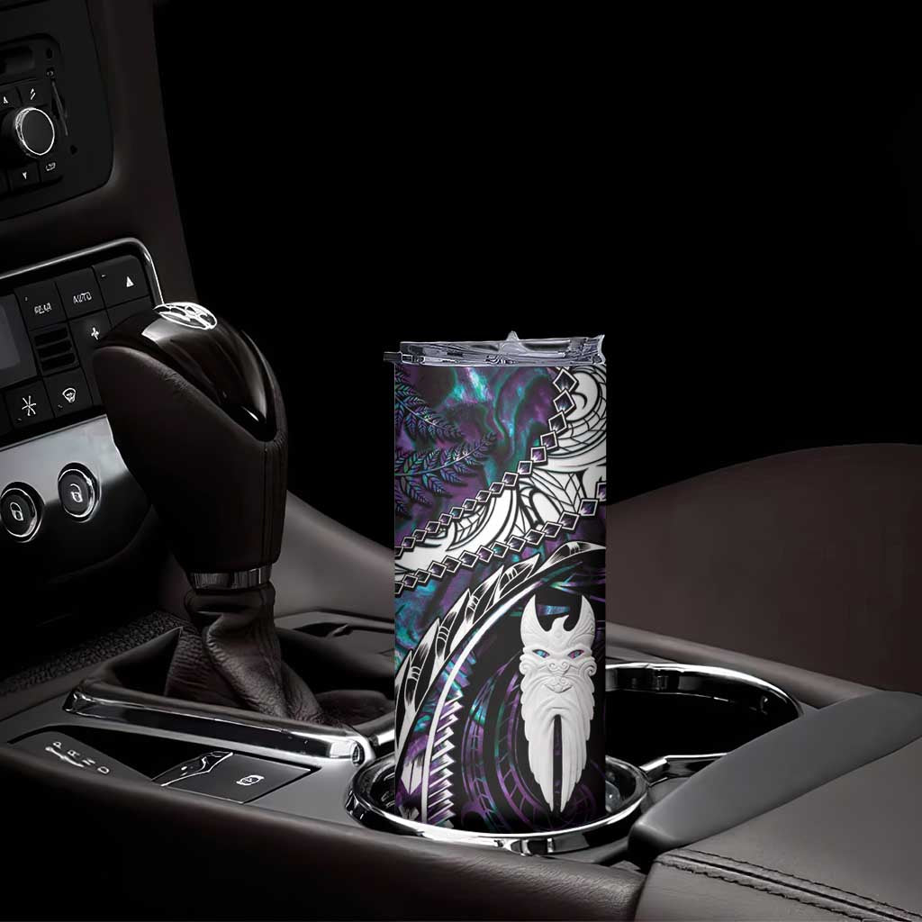 New Zealand Aotearoa Skinny Tumbler Maori Hei Rehua Paua Shell Glitter Purple LT05 - Polynesian Pride
