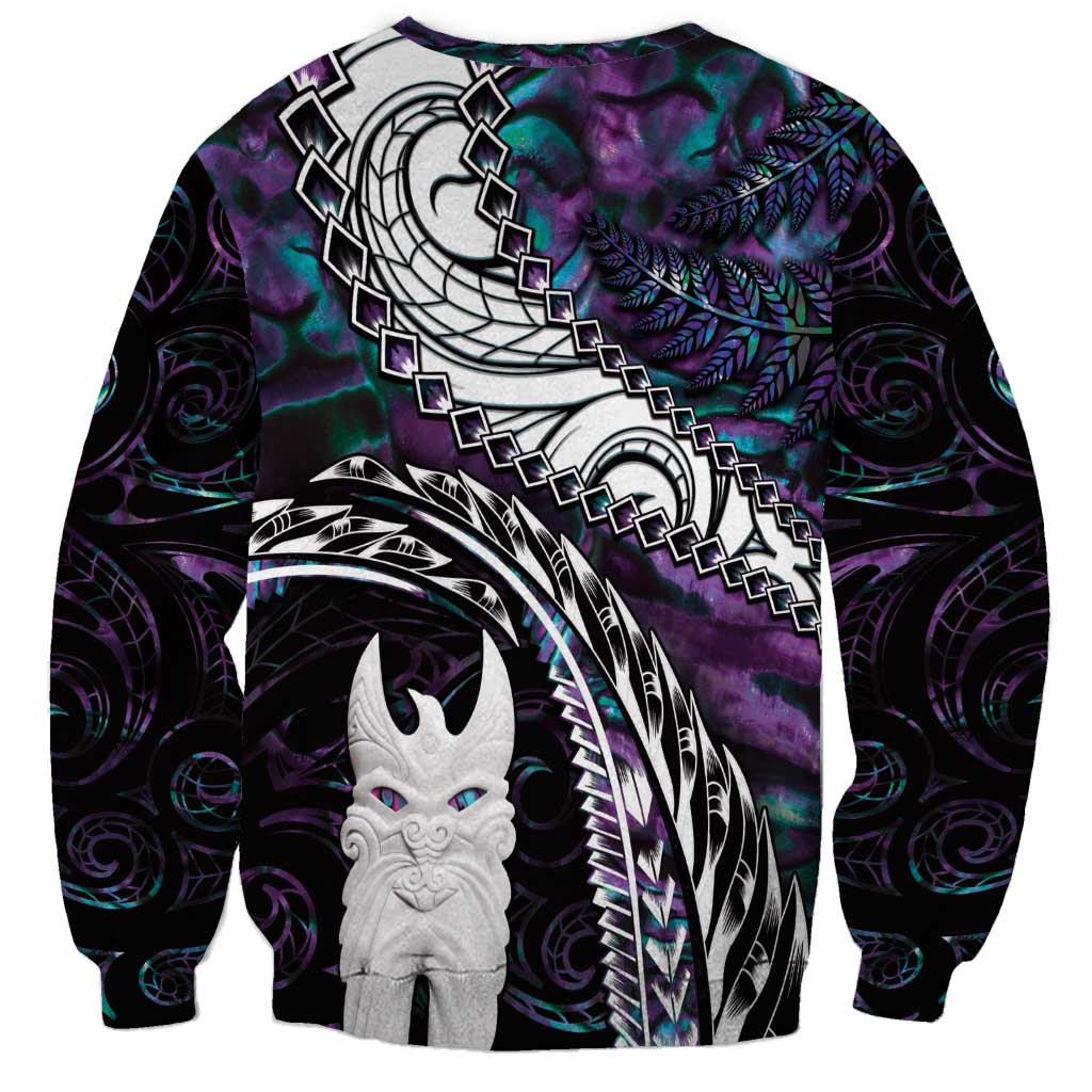 New Zealand Aotearoa Sweatshirt Maori Hei Rehua Paua Shell Glitter Purple
