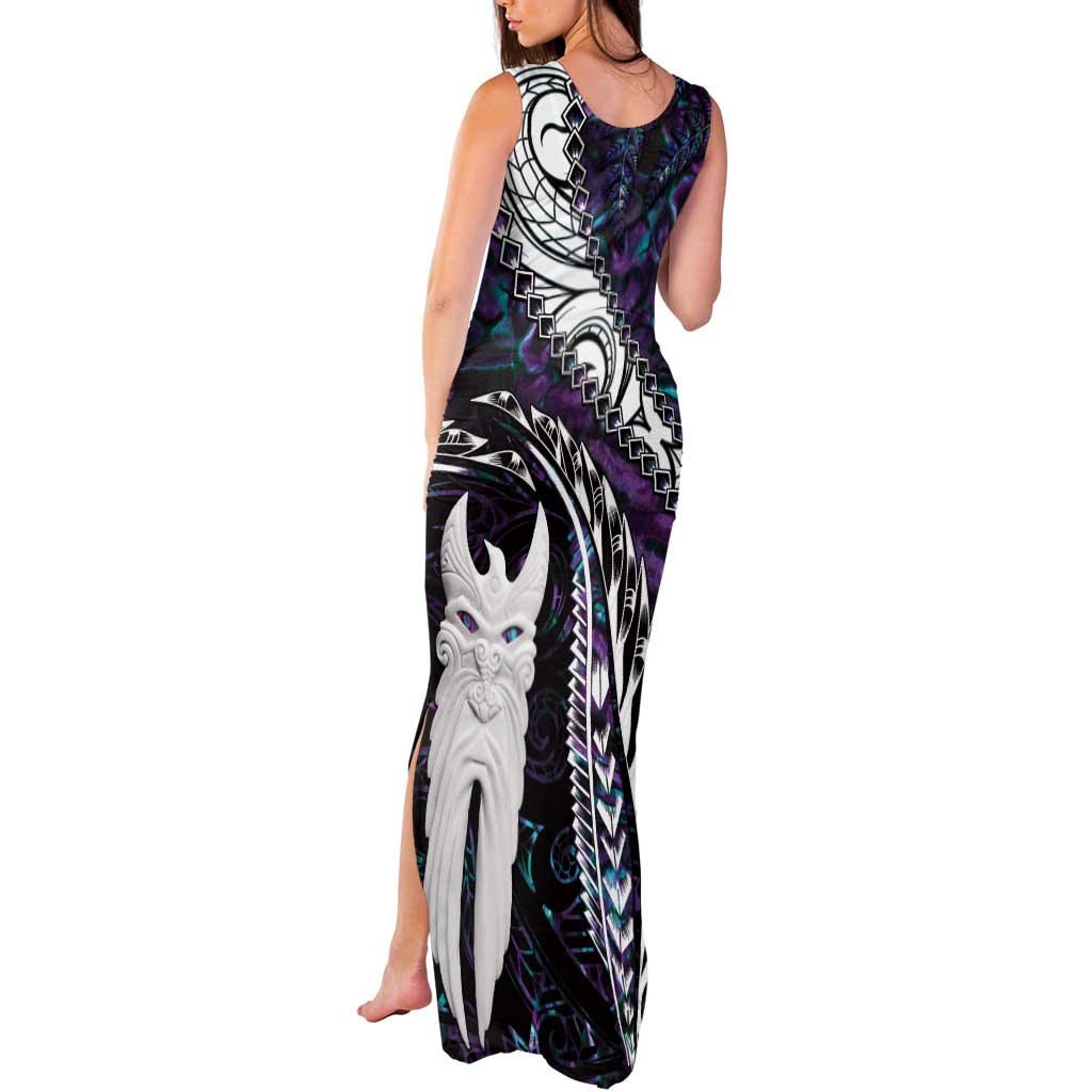 New Zealand Aotearoa Tank Maxi Dress Maori Hei Rehua Paua Shell Glitter Purple LT05 - Polynesian Pride