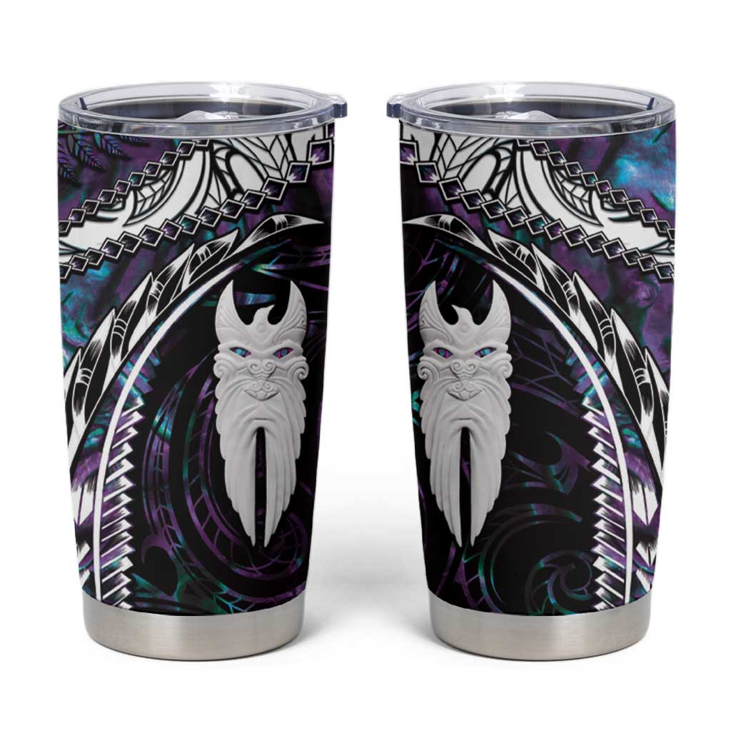 New Zealand Aotearoa Tumbler Cup Maori Hei Rehua Paua Shell Glitter Purple LT05 Purple - Polynesian Pride
