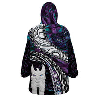New Zealand Aotearoa Wearable Blanket Hoodie Maori Hei Rehua Paua Shell Glitter Purple LT05 - Polynesian Pride