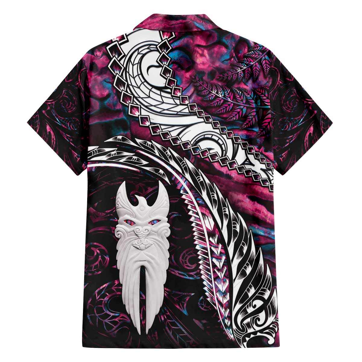 New Zealand Aotearoa Family Matching Off The Shoulder Long Sleeve Dress and Hawaiian Shirt Maori Hei Rehua Paua Shell Glitter Pink LT05 - Polynesian Pride