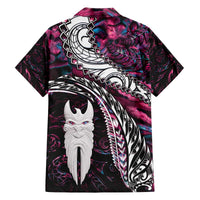 New Zealand Aotearoa Family Matching Off The Shoulder Long Sleeve Dress and Hawaiian Shirt Maori Hei Rehua Paua Shell Glitter Pink LT05 - Polynesian Pride