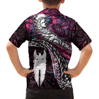 New Zealand Aotearoa Family Matching Puletasi and Hawaiian Shirt Maori Hei Rehua Paua Shell Glitter Pink LT05 - Polynesian Pride