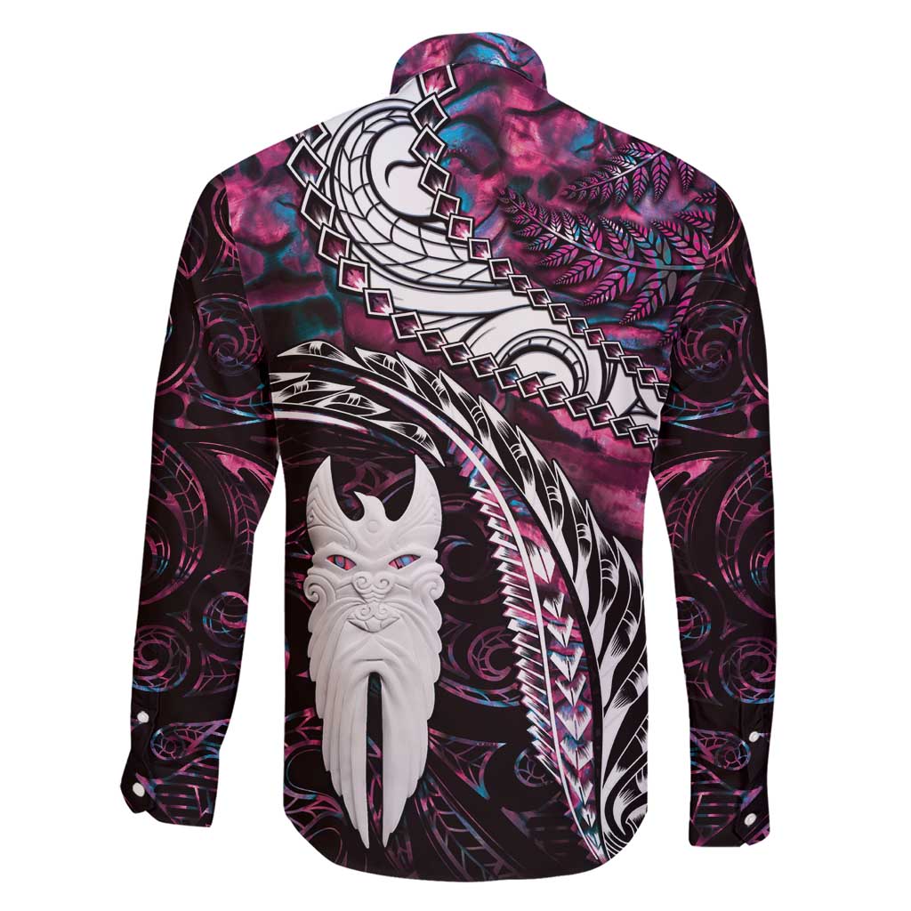 New Zealand Aotearoa Family Matching Short Sleeve Bodycon Dress and Hawaiian Shirt Maori Hei Rehua Paua Shell Glitter Pink LT05 - Polynesian Pride
