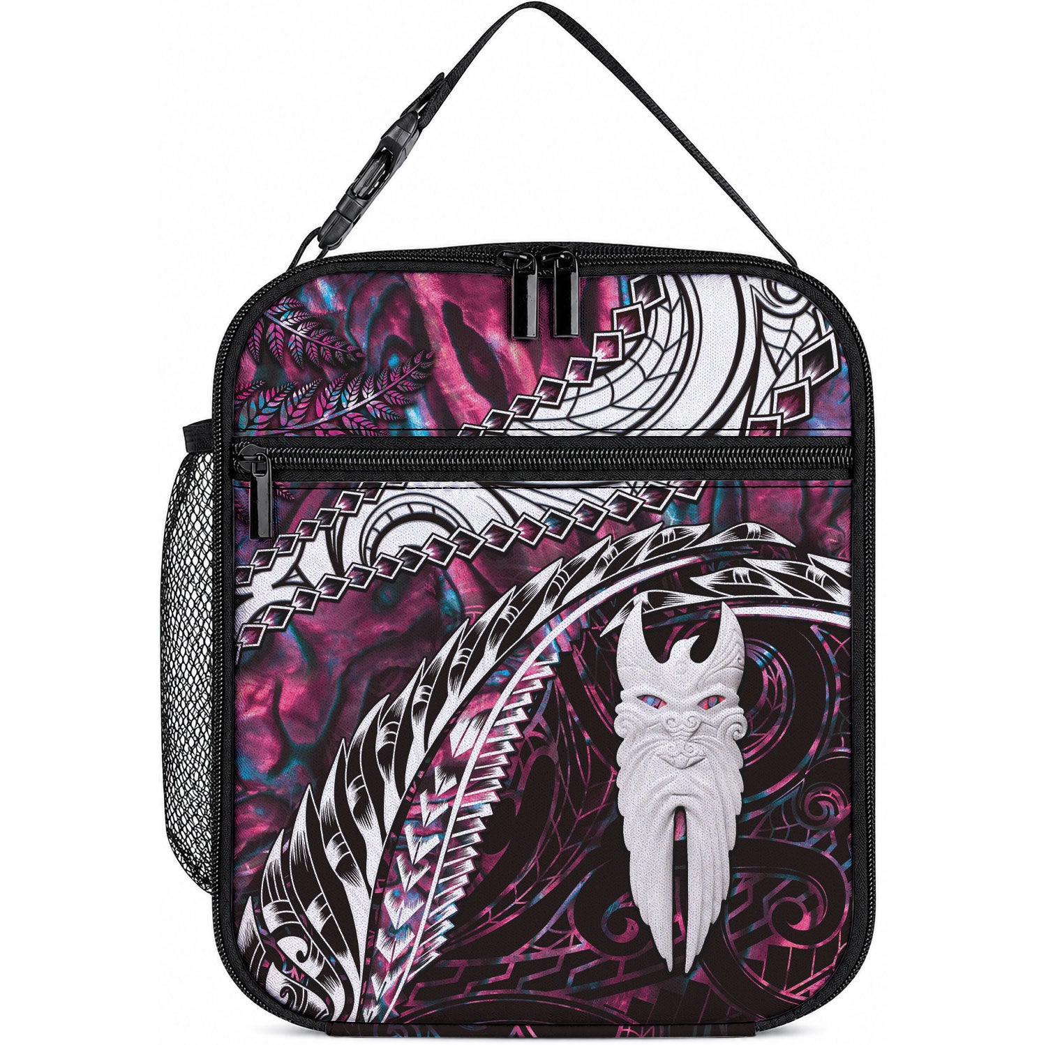 New Zealand Aotearoa Lunch Bag Maori Hei Rehua Paua Shell Glitter Pink LT05 10.2 × 8.3 × 4.3 inch Pink - Polynesian Pride