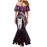 New Zealand Aotearoa Mermaid Dress Maori Hei Rehua Paua Shell Glitter Pink LT05 - Polynesian Pride