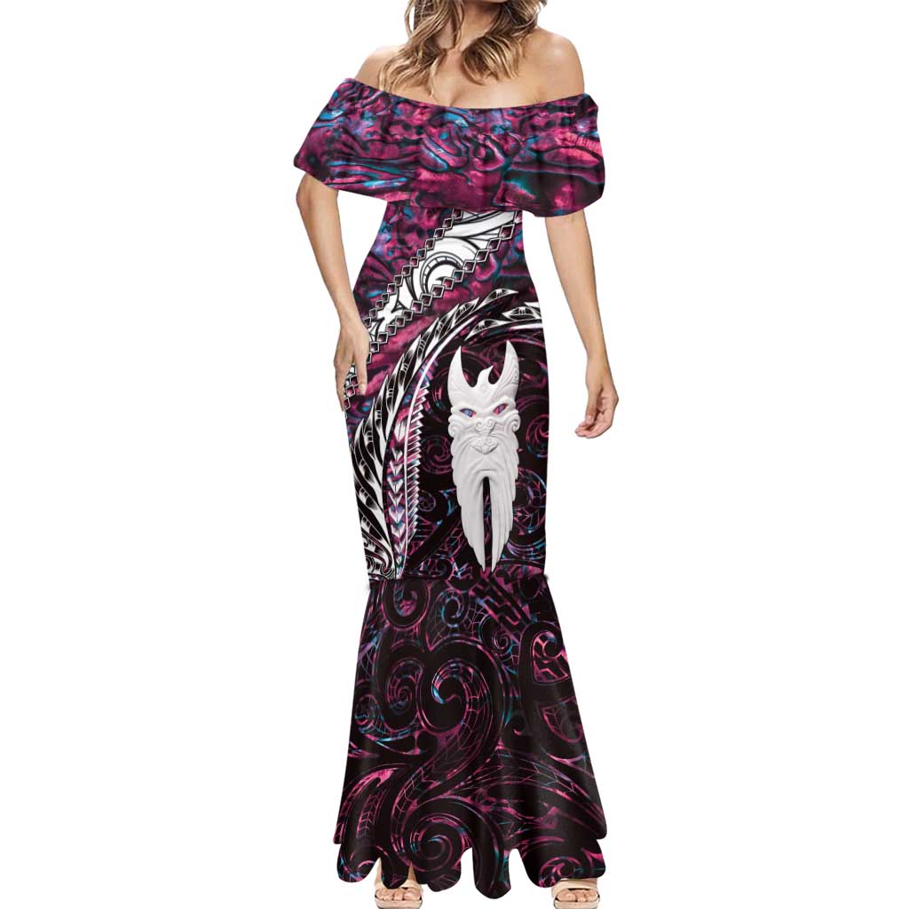 New Zealand Aotearoa Mermaid Dress Maori Hei Rehua Paua Shell Glitter Pink LT05 - Polynesian Pride