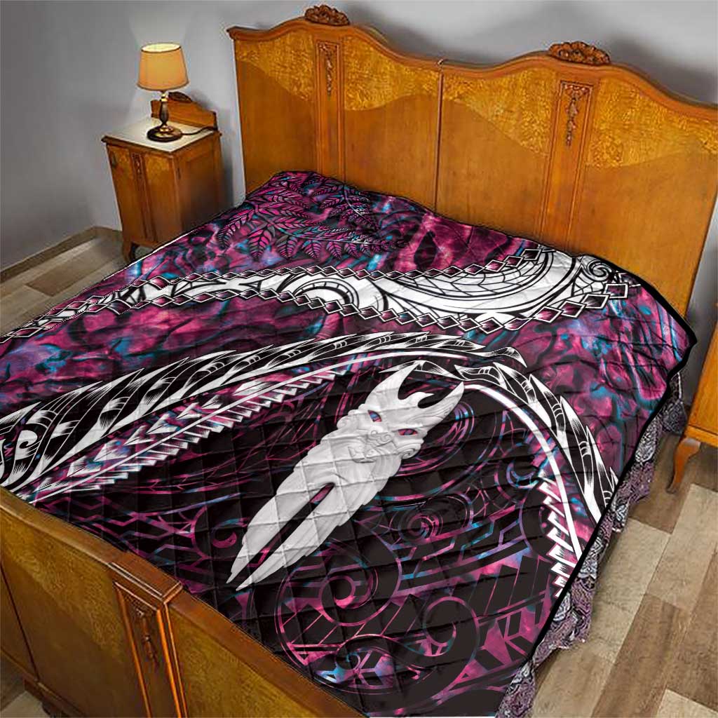 New Zealand Aotearoa Quilt Maori Hei Rehua Paua Shell Glitter Pink LT05 - Polynesian Pride