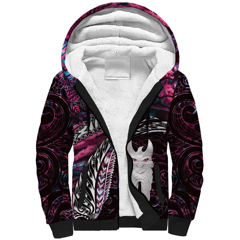 New Zealand Aotearoa Sherpa Hoodie Maori Hei Rehua Paua Shell Glitter Pink LT05 Unisex Pink - Polynesian Pride