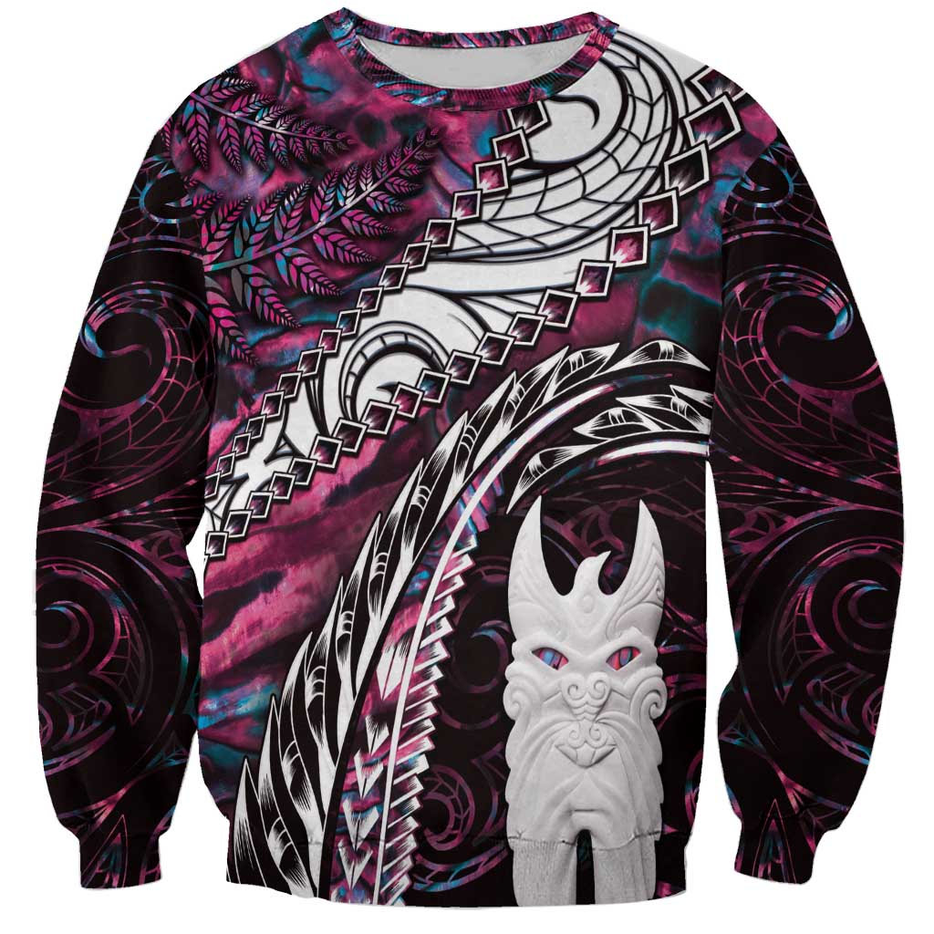 New Zealand Aotearoa Sweatshirt Maori Hei Rehua Paua Shell Glitter Pink LT05 Unisex Pink - Polynesian Pride