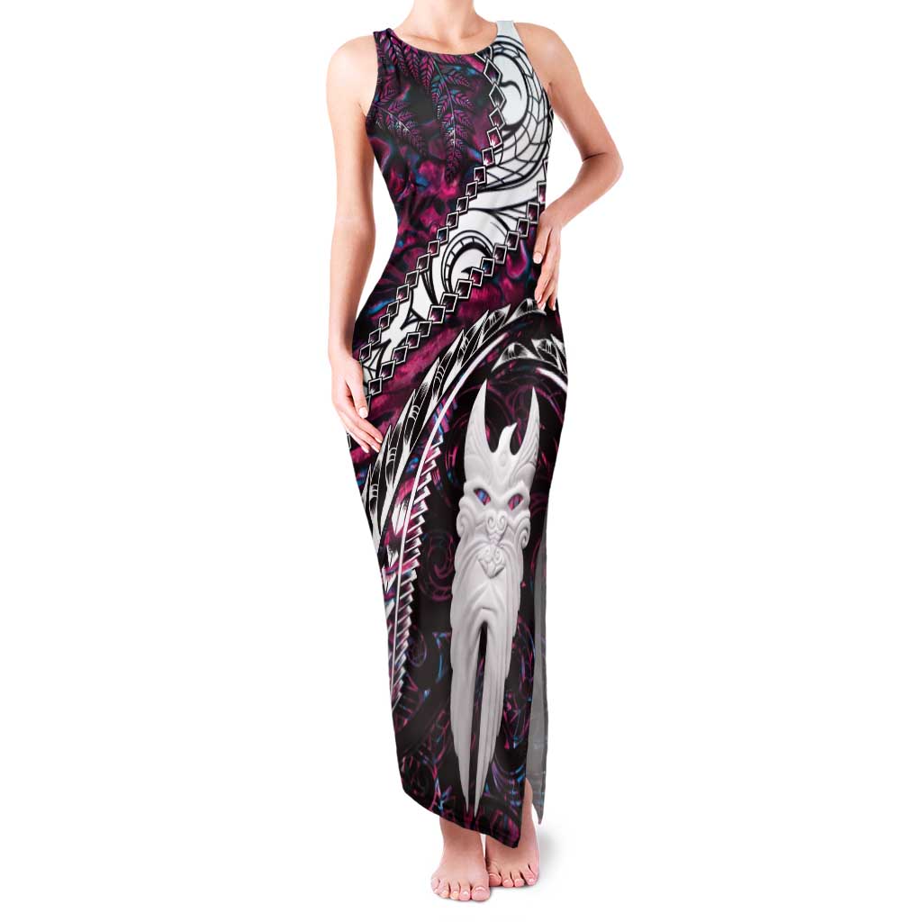 New Zealand Aotearoa Tank Maxi Dress Maori Hei Rehua Paua Shell Glitter Pink LT05 Women Pink - Polynesian Pride