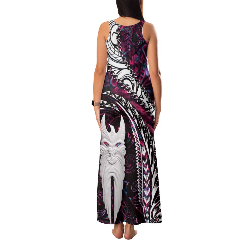New Zealand Aotearoa Tank Maxi Dress Maori Hei Rehua Paua Shell Glitter Pink LT05 - Polynesian Pride