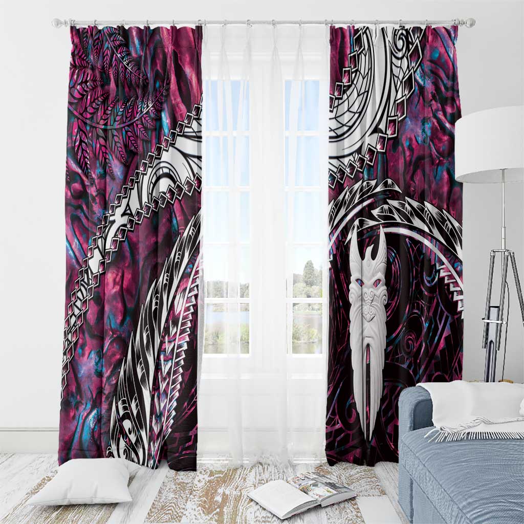 New Zealand Aotearoa Window Curtain Maori Hei Rehua Paua Shell Glitter Pink