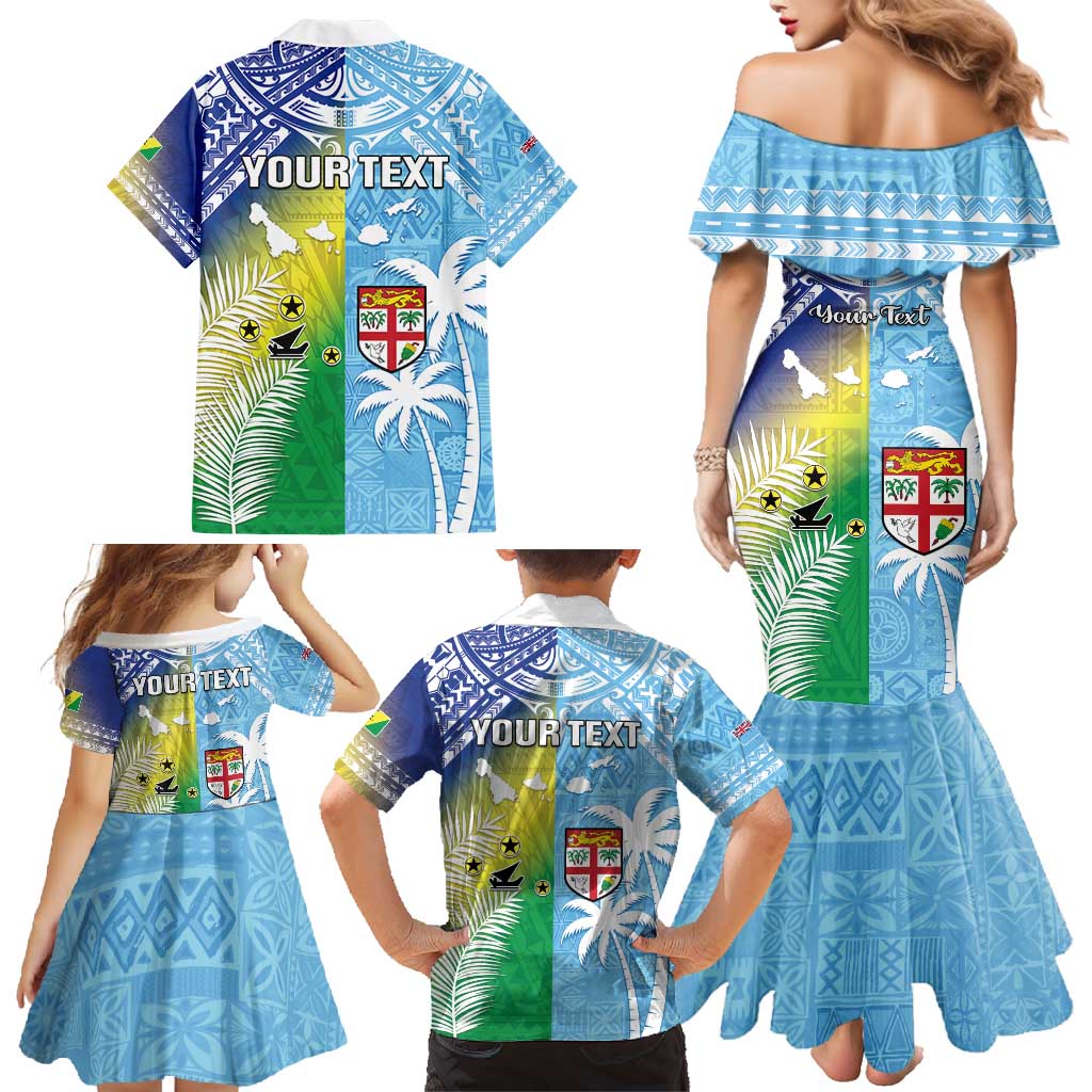 Personalised Happy Malampa Fiji Day Family Matching Mermaid Dress and Hawaiian Shirt Half Mix Style LT05 - Polynesian Pride