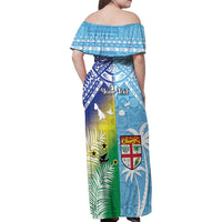 Personalised Happy Malampa Fiji Day Family Matching Off Shoulder Maxi Dress and Hawaiian Shirt Half Mix Style LT05 - Polynesian Pride