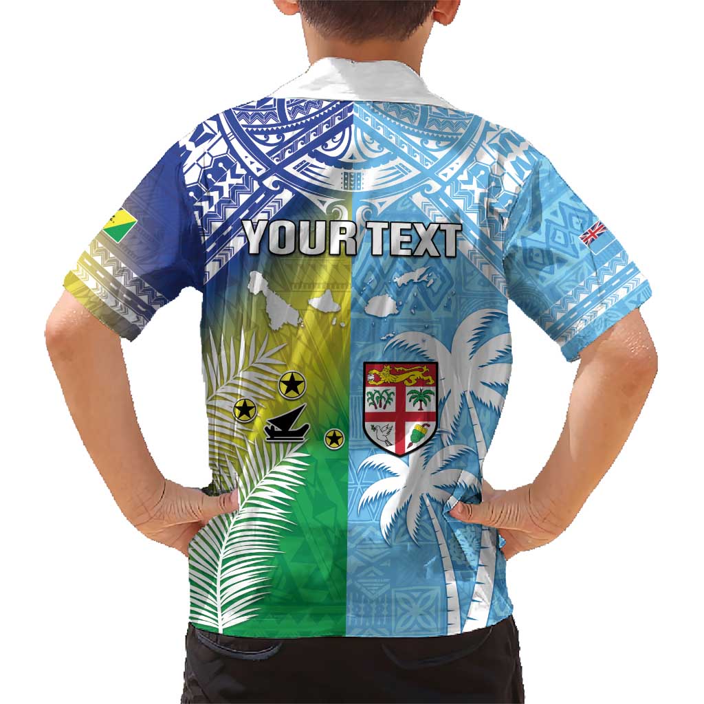Personalised Happy Malampa Fiji Day Family Matching Short Sleeve Bodycon Dress and Hawaiian Shirt Half Mix Style LT05 - Polynesian Pride