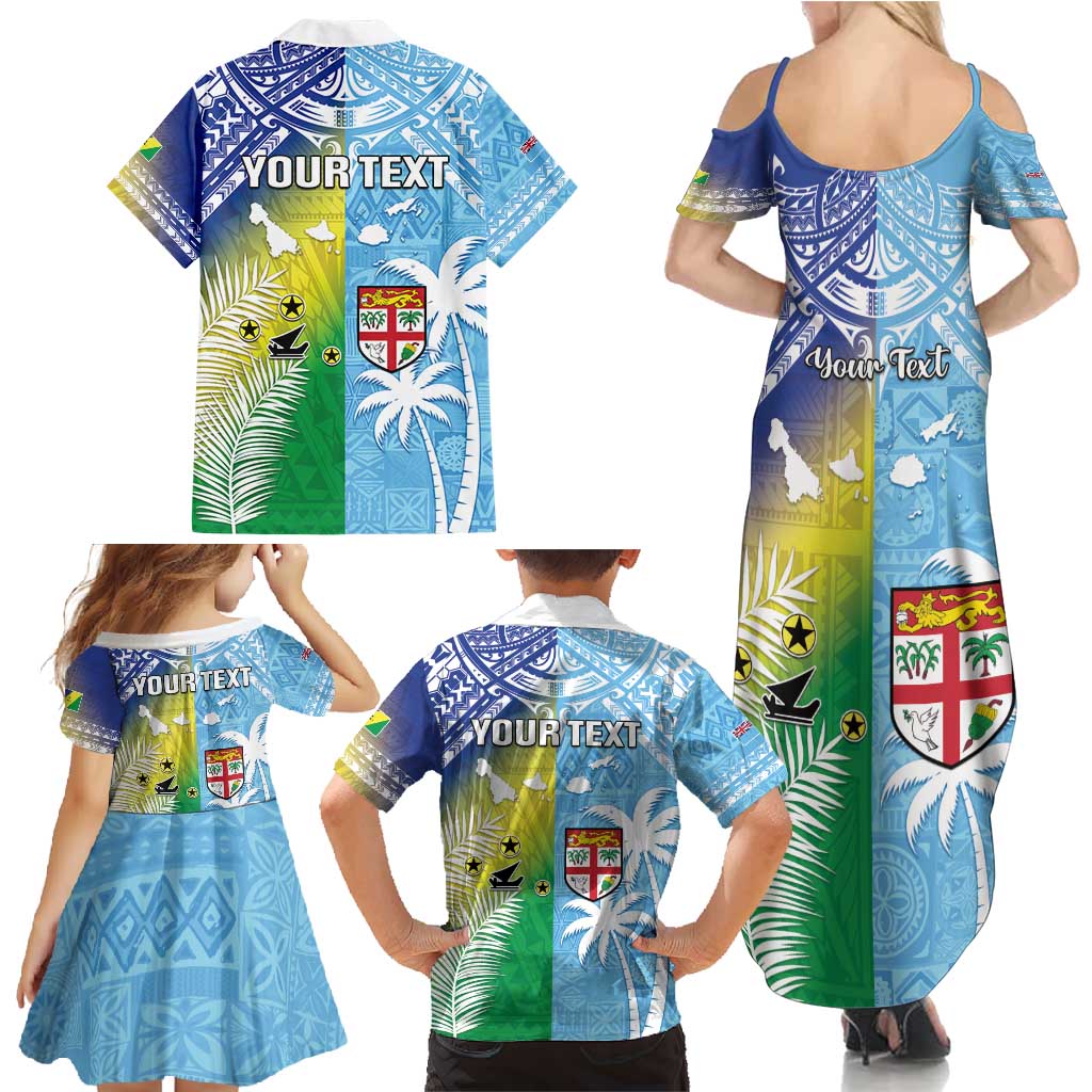 Personalised Happy Malampa Fiji Day Family Matching Summer Maxi Dress and Hawaiian Shirt Half Mix Style LT05 - Polynesian Pride