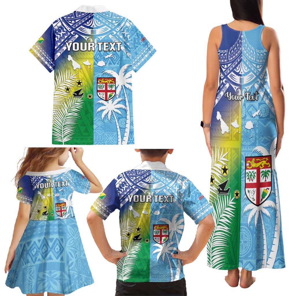 Personalised Happy Malampa Fiji Day Family Matching Tank Maxi Dress and Hawaiian Shirt Half Mix Style LT05 - Polynesian Pride