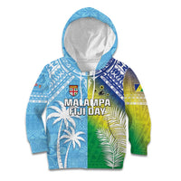 Personalised Happy Malampa Fiji Day Kid Hoodie Half Mix Style LT05 Hoodie Blue - Polynesian Pride