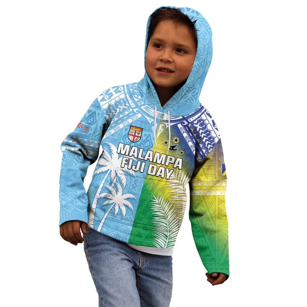 Personalised Happy Malampa Fiji Day Kid Hoodie Half Mix Style LT05 - Polynesian Pride