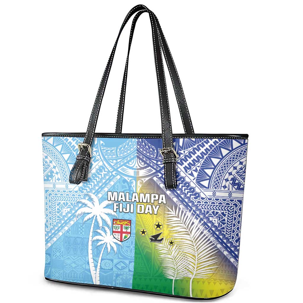Happy Malampa Fiji Day Leather Tote Bag Half Mix Style