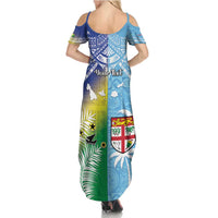 Personalised Happy Malampa Fiji Day Summer Maxi Dress Half Mix Style