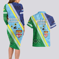 Love Malampa Fiji Day Couples Matching Long Sleeve Bodycon Dress and Hawaiian Shirt Together We Grow LT05 - Polynesian Pride