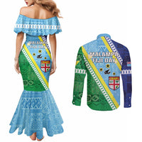 Love Malampa Fiji Day Couples Matching Mermaid Dress and Long Sleeve Button Shirt Together We Grow LT05 - Polynesian Pride