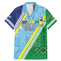 Love Malampa Fiji Day Family Matching Mermaid Dress and Hawaiian Shirt Together We Grow LT05 Dad's Shirt - Short Sleeve Blue - Polynesian Pride