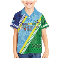 Love Malampa Fiji Day Family Matching Mermaid Dress and Hawaiian Shirt Together We Grow LT05 Son's Shirt Blue - Polynesian Pride
