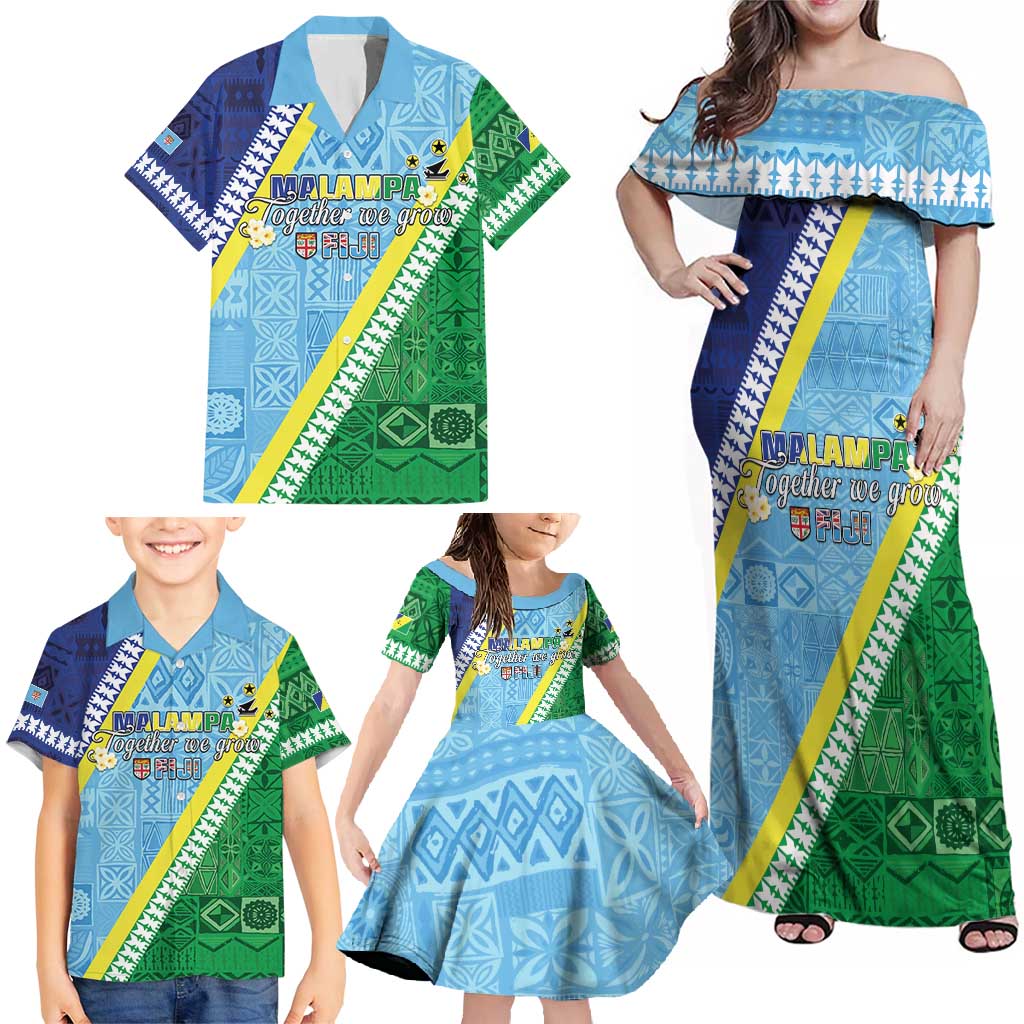 Love Malampa Fiji Day Family Matching Off Shoulder Maxi Dress and Hawaiian Shirt Together We Grow LT05 - Polynesian Pride
