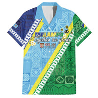 Love Malampa Fiji Day Family Matching Tank Maxi Dress and Hawaiian Shirt Together We Grow LT05 Dad's Shirt - Short Sleeve Blue - Polynesian Pride