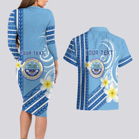 Personalised Federated States of Micronesia Couples Matching Long Sleeve Bodycon Dress and Hawaiian Shirt Happy 38th Independence Anniversary LT05 - Polynesian Pride