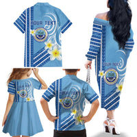 Personalised Federated States of Micronesia Family Matching Off The Shoulder Long Sleeve Dress and Hawaiian Shirt Happy 38th Independence Anniversary LT05 - Polynesian Pride