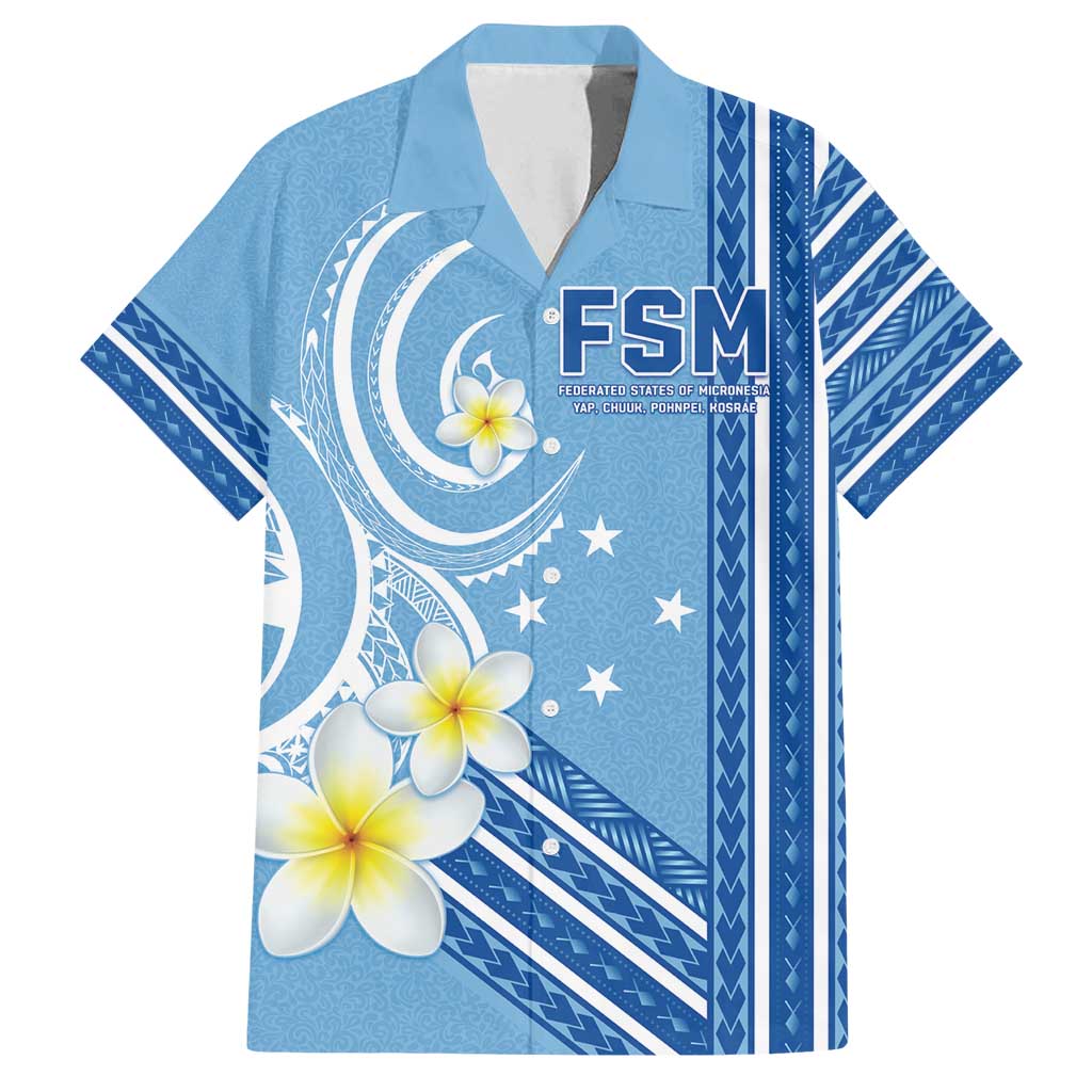 Personalised Federated States of Micronesia Family Matching Off Shoulder Maxi Dress and Hawaiian Shirt Happy 38th Independence Anniversary LT05 Dad's Shirt - Short Sleeve Blue - Polynesian Pride