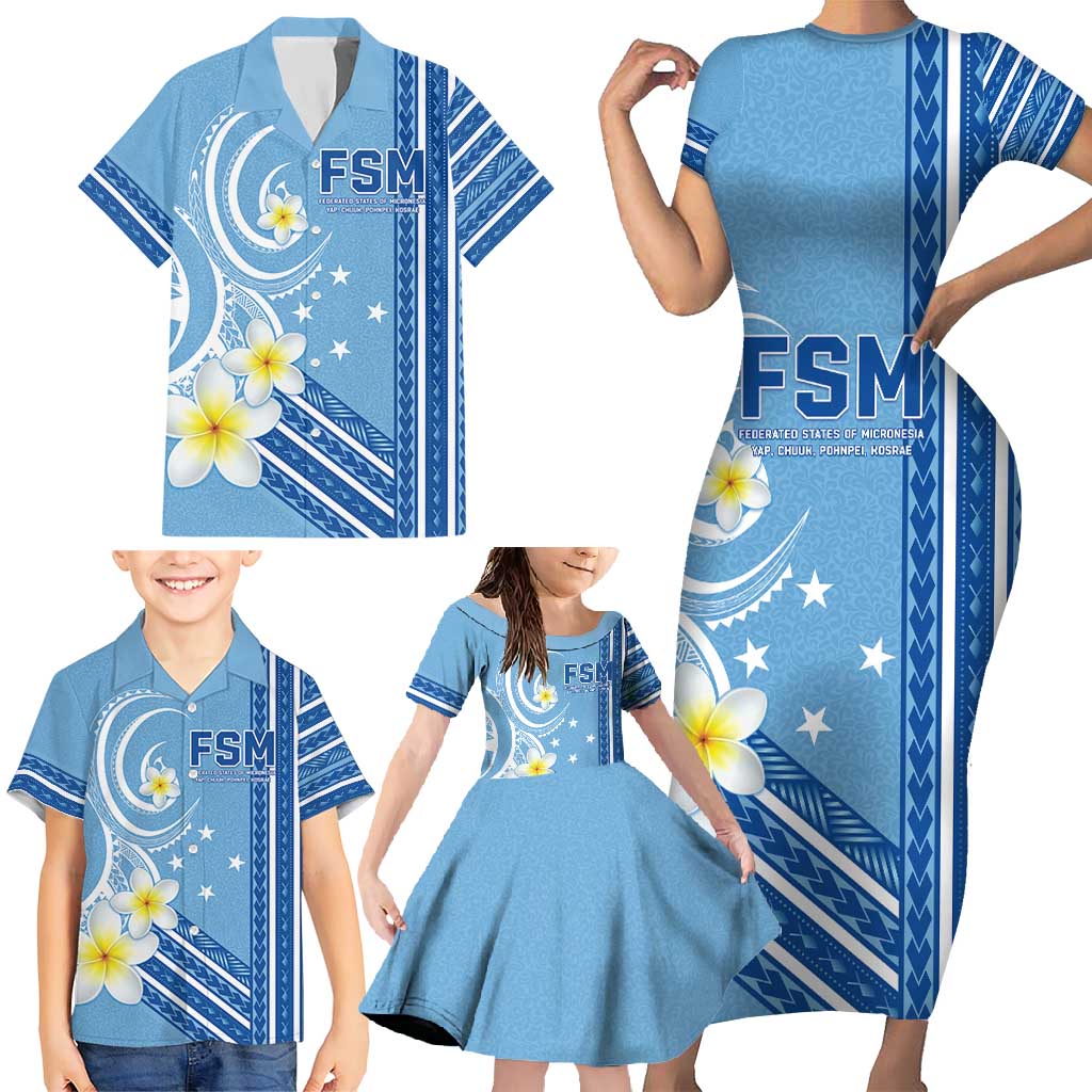 Personalised Federated States of Micronesia Family Matching Short Sleeve Bodycon Dress and Hawaiian Shirt Happy 38th Independence Anniversary LT05 - Polynesian Pride