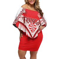 Custom Tonga Mate Maa Rugby Family Matching Off Shoulder Short Dress and Hawaiian Shirt Go Champions
