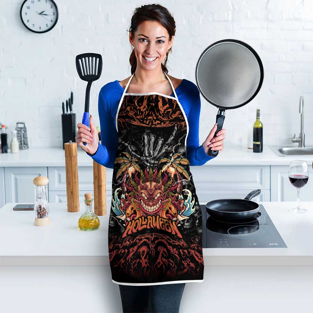 Aloha Halloween Apron Horror Tiki Heavy Metal Style - Polynesian Pride