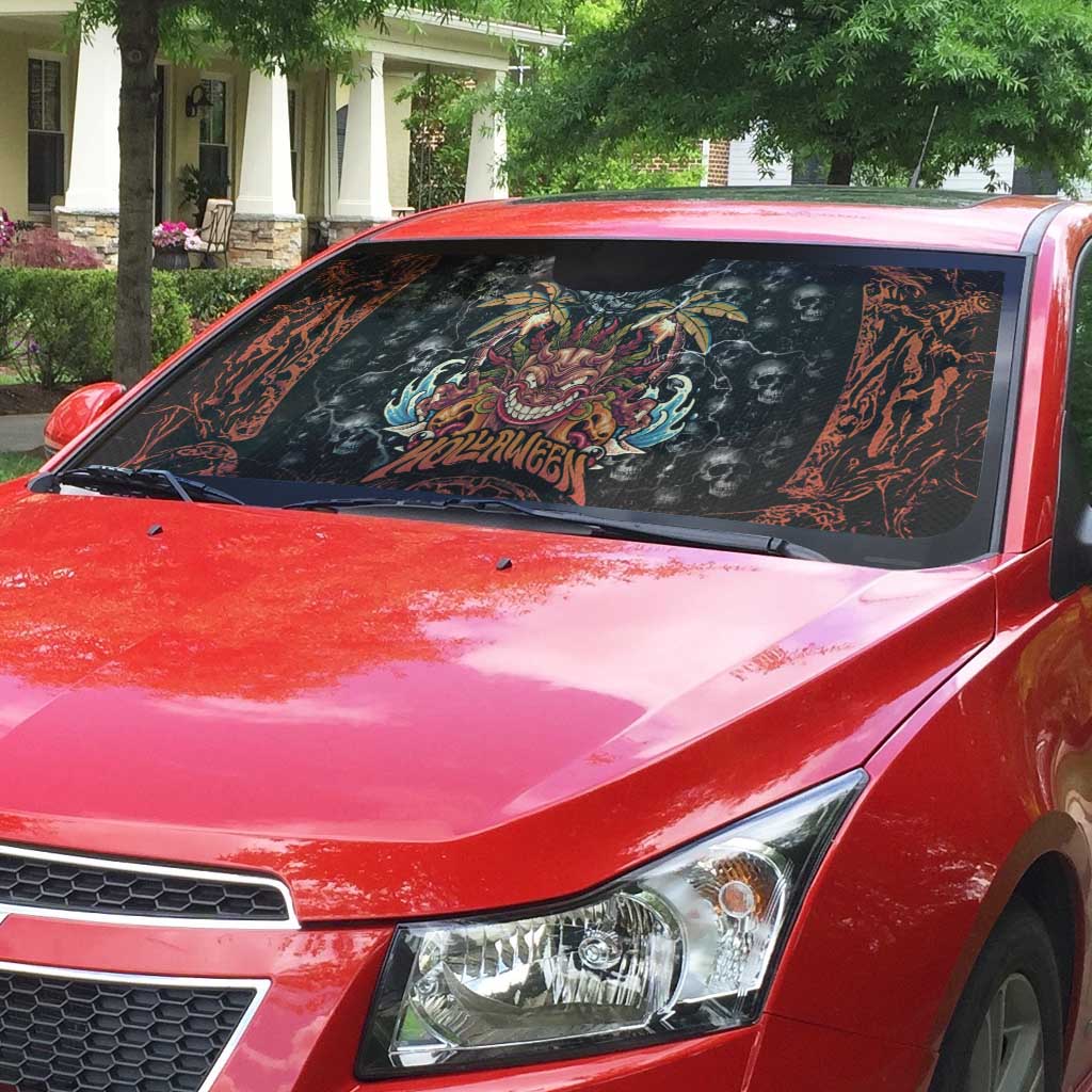 Aloha Halloween Auto Sun Shade Horror Tiki Heavy Metal Style - Polynesian Pride
