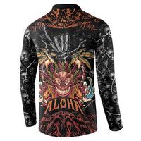 Aloha Halloween Button Sweatshirt Horror Tiki Heavy Metal Style - Polynesian Pride