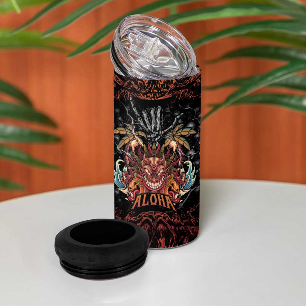 Aloha Halloween 4 in 1 Can Cooler Tumbler Horror Tiki Heavy Metal Style - Polynesian Pride