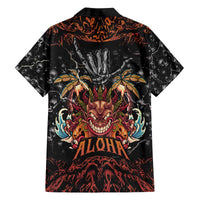 Aloha Halloween Family Matching Off The Shoulder Long Sleeve Dress and Hawaiian Shirt Horror Tiki Heavy Metal Style LT05 - Polynesian Pride