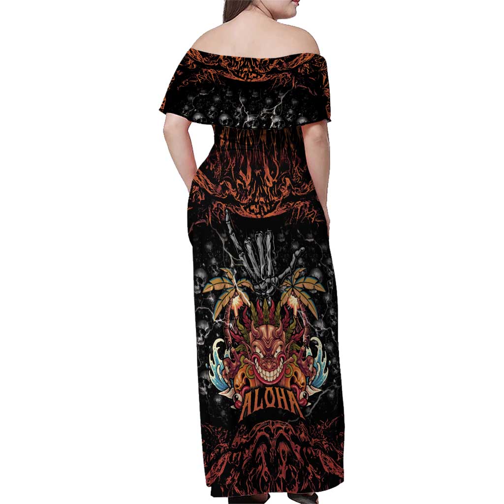 Aloha Halloween Family Matching Off Shoulder Maxi Dress and Hawaiian Shirt Horror Tiki Heavy Metal Style LT05 - Polynesian Pride