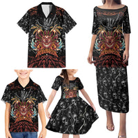 Aloha Halloween Family Matching Puletasi and Hawaiian Shirt Horror Tiki Heavy Metal Style LT05 - Polynesian Pride
