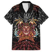 Aloha Halloween Family Matching Puletasi and Hawaiian Shirt Horror Tiki Heavy Metal Style LT05 Dad's Shirt - Short Sleeve Black - Polynesian Pride