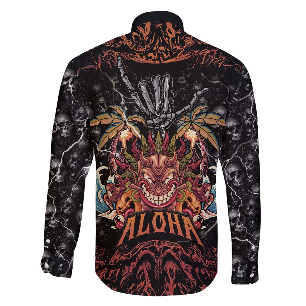 Aloha Halloween Family Matching Puletasi and Hawaiian Shirt Horror Tiki Heavy Metal Style LT05 - Polynesian Pride